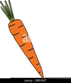 Continuous line drawing of carrot. Vector illustration Stock Vector