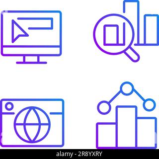 Business online technology pixel perfect gradient linear vector icons set Stock Vector