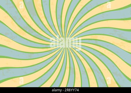 Sun rays background, psychedelic wavy retro 60s 70s design. Fun hippie background. Vector wallpaper templates. Circus poster template Stock Vector