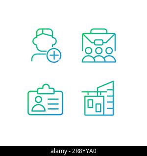 Employment pixel perfect gradient linear vector icons set Stock Vector