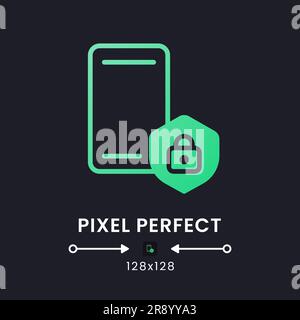 Mobile device security green solid gradient desktop icon on black Stock Vector