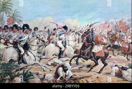 BATTLE OF LASWARI  1 November 1803 during the Second Anglo-Maratha War. Painting by Richard Simkin Stock Photo