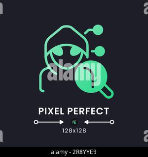 Attack analytics green solid gradient desktop icon on black Stock Vector