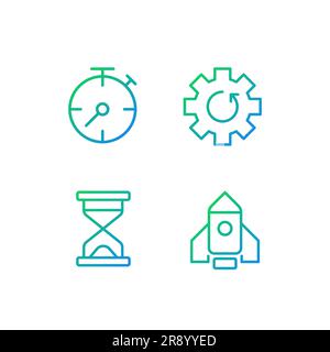 Process and operation pixel perfect gradient linear vector icons set Stock Vector