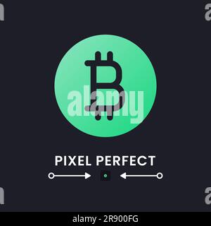 Bitcoin green solid gradient desktop icon on black Stock Vector