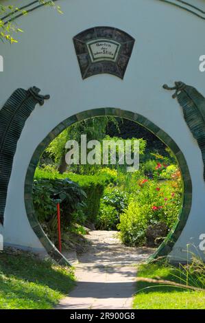 Asian garden in Muenzesheim, Kraichgau, Japan garden, entrance to the garden Stock Photo