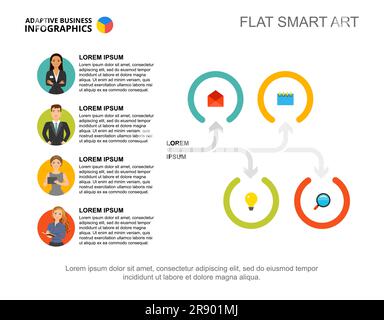 Four marketing ideas process chart template for presentation Stock Vector