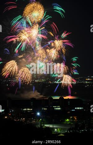 Lake Biwa Grand Fireworks Festival Stock Photo