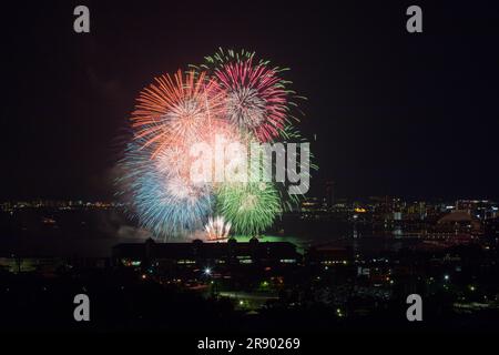 Lake Biwa Grand Fireworks Festival Stock Photo