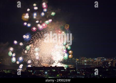 Lake Biwa Grand Fireworks Festival Stock Photo