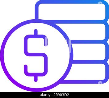 Coins stack and dollar symbol pixel perfect gradient linear vector icon Stock Vector