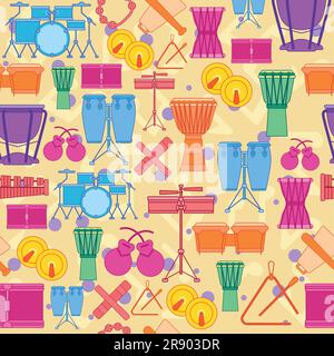 Colored seamless pattern background with musical instruments Vector Stock Vector