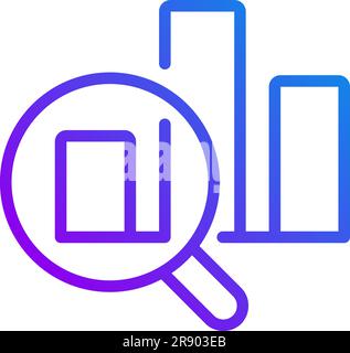 Charts and loupe pixel perfect gradient linear vector icon Stock Vector