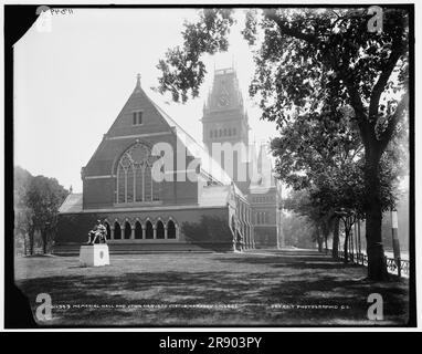 Memorial Hall and John Harvard Statue, Harvard College, between 1890 and 1899. Stock Photo