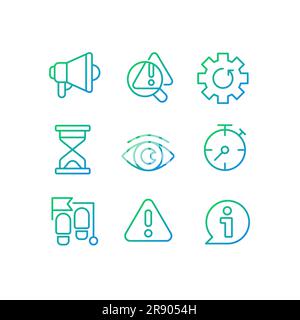 Business process timing pixel perfect gradient linear vector icons set Stock Vector