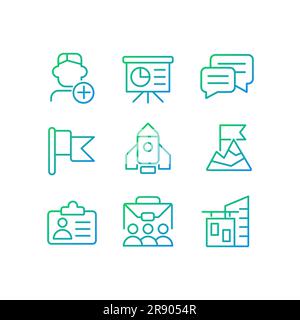 Career goals pixel perfect gradient linear vector icons set Stock Vector