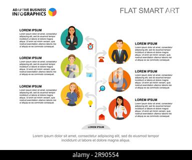 Six tree elements process chart template for presentation. Business ...