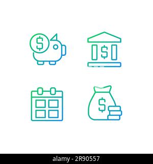 Business and finance pixel perfect gradient linear vector icons set Stock Vector