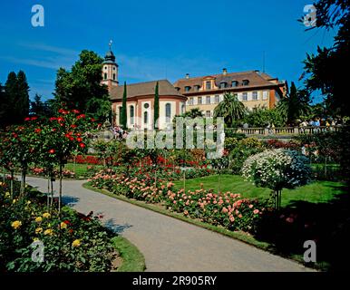 Park, castle and church, Mainau Island, Lake Constance, Baden-Wuerttemberg, Germany Stock Photo