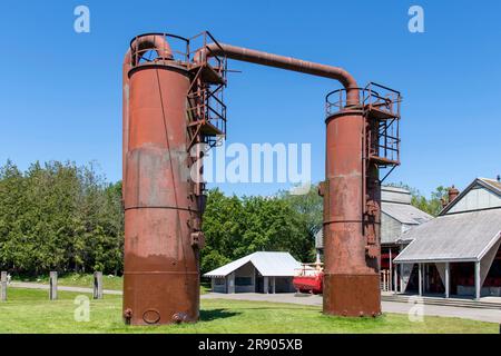 Seattle, WA, USA-July 2022; Close up view of some of the towers in Gas Works Park on the site of the former Seattle Gas Light Company gasification pla Stock Photo
