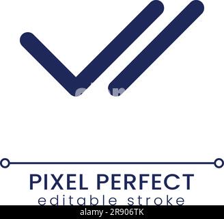 Double checkmark pixel perfect linear ui icon Stock Vector