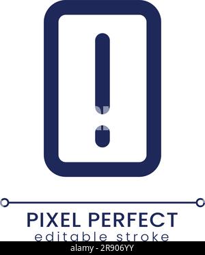 Exclamation mark pixel perfect linear ui icon Stock Vector