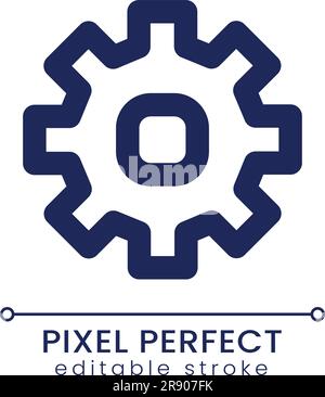 Settings pixel perfect linear ui icon Stock Vector