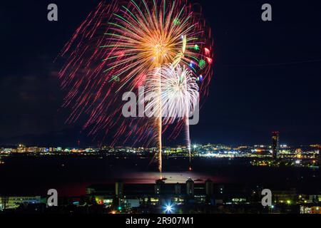 Lake Biwa Grand Fireworks Festival Stock Photo