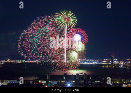 Lake Biwa Grand Fireworks Festival Stock Photo