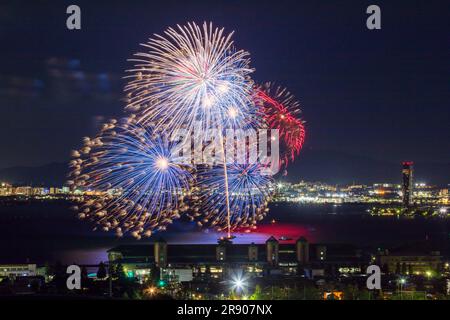 Lake Biwa Grand Fireworks Festival Stock Photo