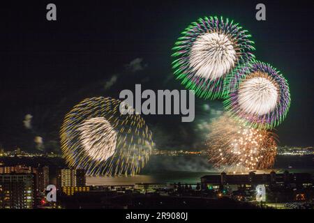 Lake Biwa Grand Fireworks Festival Stock Photo