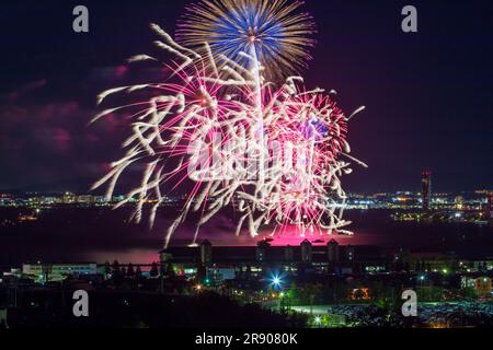 Lake Biwa Grand Fireworks Festival Stock Photo