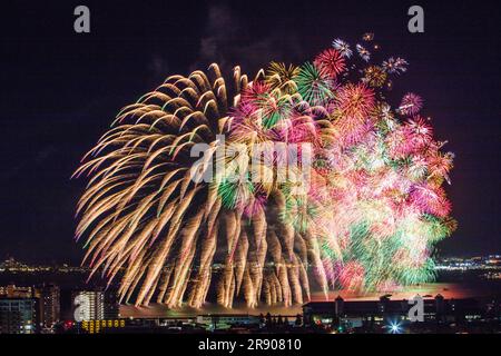 Lake Biwa Grand Fireworks Festival Stock Photo