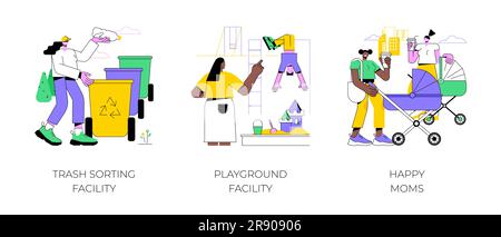 Trash sorting facility isolated cartoon vector illustrations Stock ...