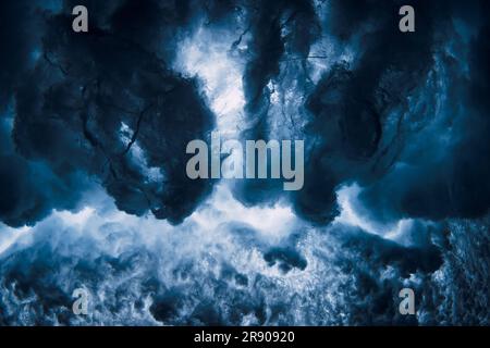 Ocean wave texture with foam, vortex underwater in transparent sea water. Stock Photo