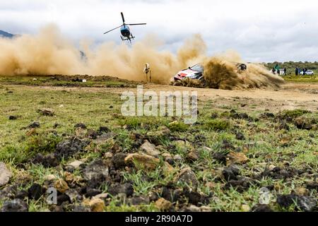 Naivasha, Kenya. 23rd June, 2023. 69 Kalle ROVANPERA (FIN), Jonne HALTTUNEN (FIN), TOYOTA GAZOO RACING WRT, TOYOTA Yaris Rally1 Hybrid, WRC, action during the Safari Rally Kenya 2023, 7th round of the 2023 WRC World Rally Car Championship, from June 22 to 25, 2023 in Naivasha, Nakuru County, Kenya - Photo Nikos Katikis/DPPI Credit: DPPI Media/Alamy Live News Stock Photo