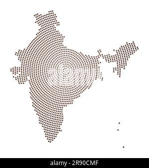 India dotted map. Digital style shape of India. Tech icon of the country with graduated dots. Creative vector illustration. Stock Vector