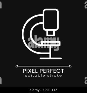 Microscope pixel perfect white linear icon for dark theme Stock Vector