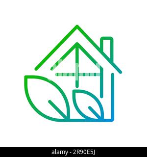 Eco house pixel perfect gradient linear vector icon Stock Vector