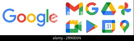 Set of popular google services products. Editorial vector symbol Stock Vector