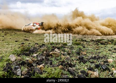 Naivasha, Kenya. 23rd June, 2023. 69 Kalle ROVANPERA (FIN), Jonne HALTTUNEN (FIN), TOYOTA GAZOO RACING WRT, TOYOTA Yaris Rally1 Hybrid, WRC, action during the Safari Rally Kenya 2023, 7th round of the 2023 WRC World Rally Car Championship, from June 22 to 25, 2023 in Naivasha, Nakuru County, Kenya - Photo Nikos Katikis/DPPI Credit: DPPI Media/Alamy Live News Stock Photo