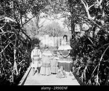 A Seminole mother and children, c.between 1910 and 1920. Stock Photo