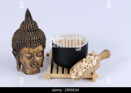 Cup of Pine Tuber Tea (Pinelliae Rhizoma), Ban Xia Stock Photo