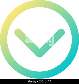 Downward direction button pixel perfect gradient linear ui icon Stock Vector