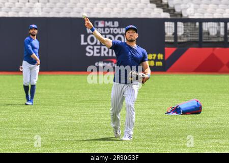 Seiya Suzuki #27 of the Chicago Cubs during the 2023 MLB London Series  match St. Louis Cardinals vs Chicago Cubs at London Stadium, London, United  Kingdom, 25th June 2023 (Photo by Craig