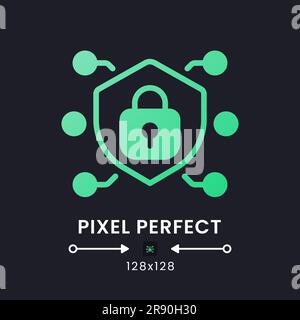 Network security green solid gradient desktop icon on black Stock Vector