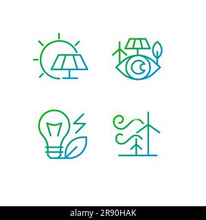 Alternative power sources pixel perfect gradient linear vector icons set Stock Vector