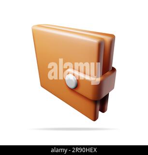3D Brown Leather Wallet Isolated Stock Vector