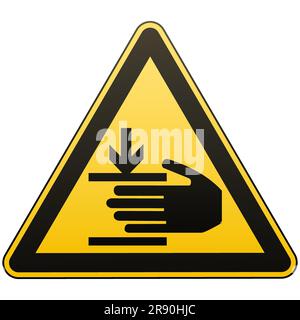 Warning Triangle Hand Caution, hands may be injured. Warning sign safety. Attention is ...