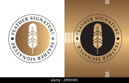 Luxury Feather Logo Design Writer Author Logotype Stock Vector